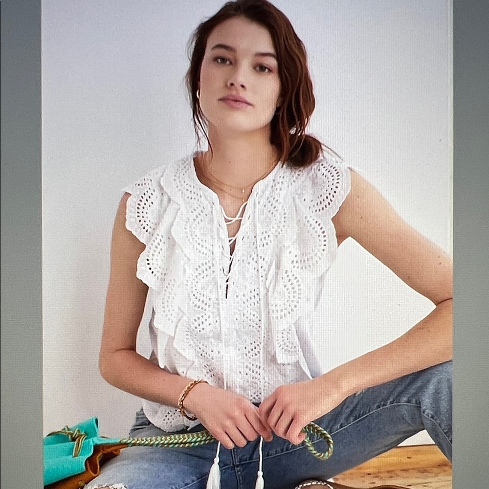 Anthropologie Eyelet Lace-Up Top by Blue Tassel